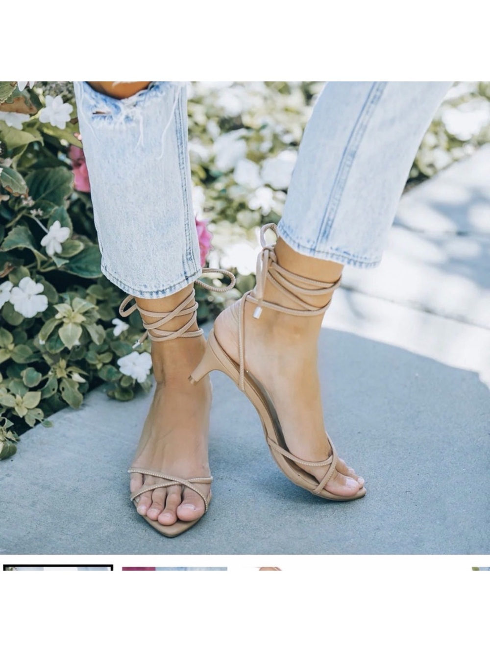 Vici Strappy Wrap Kitten Heel Sandals in Nude Tan